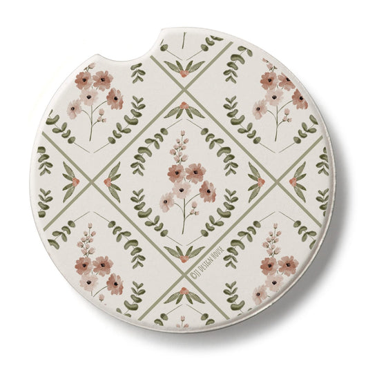 Thirstystone Wildflower Tile Single Absorbent Stone Coaster for Vehicle Cup Holder 2.6” Diameter Manufactured in The USA