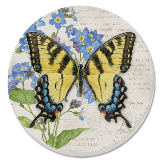Thirstystone Tiger Swallowtail Butterfly Single Round Absorbent Stone Coaster with Protective Cork Backing Manufactured in The USA 4" Diameter