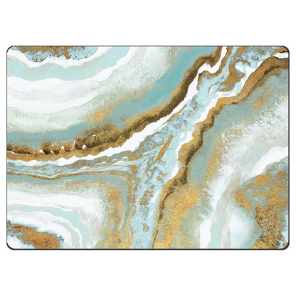 Cala Home Teal Agate Premium Decorative Hardboard Tabletop Placemats 4-Pack Manufactured in The USA Heat Tolerant and Easily Wipes Clean