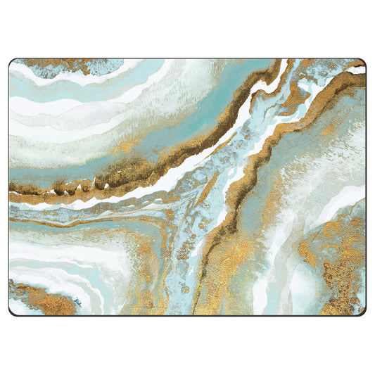 Cala Home Teal Agate Premium Decorative Hardboard Tabletop Placemats 4-Pack Manufactured in The USA Heat Tolerant and Easily Wipes Clean