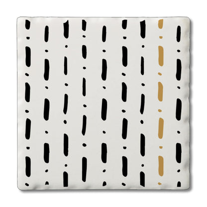Thirstystone Dots & Lines Single Tumbled Tile Stone Coaster with Protective Cork Backing Manufactured in The USA 4" Square, Colorful, Artistic, Easily Wipes Clean