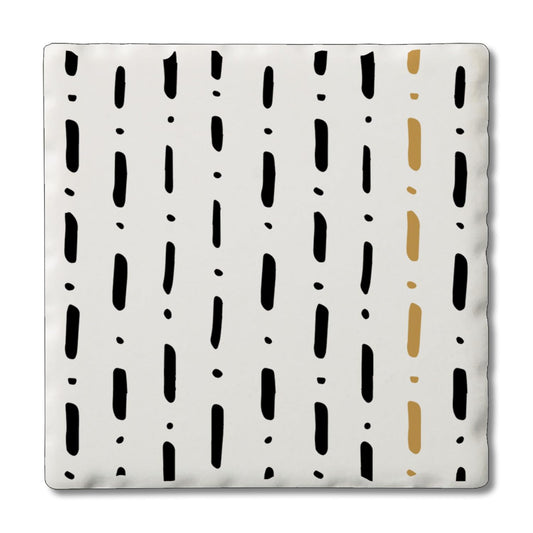 Thirstystone Dots & Lines Single Tumbled Tile Stone Coaster with Protective Cork Backing Manufactured in The USA 4" Square, Colorful, Artistic, Easily Wipes Clean