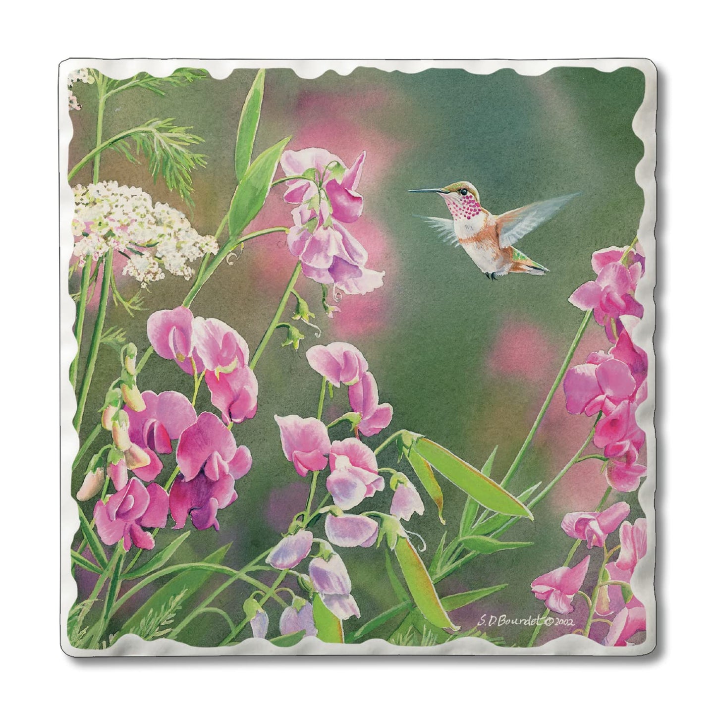 Thirstystone Take Flight 5 Single Tumbled Tile Stone Coaster with Protective Cork Backing Manufactured in The USA 4" Square, Colorful, Artistic, Easily Wipes Clean