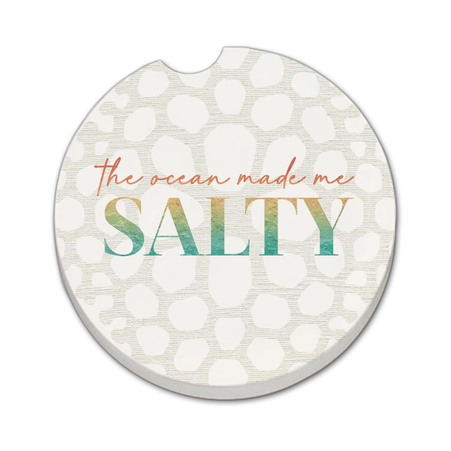 Thirstystone Ocean Made Me Salty Single Absorbent Stone Coaster for Vehicle Cup Holder 2.6” Diameter Manufactured in The USA