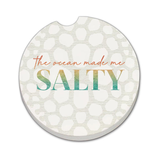 Thirstystone Ocean Made Me Salty Single Absorbent Stone Coaster for Vehicle Cup Holder 2.6” Diameter Manufactured in The USA