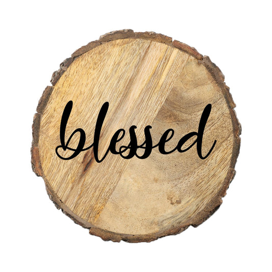 Thirstystone Blessed 4-Pack Mango Wood Coasters with Bark Edges 4.5" Round Manufactured in The USA