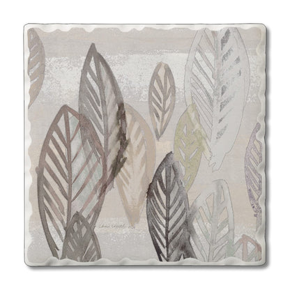 Thirstystone Modern Leaves Single Tumbled Tile Stone Coaster with Protective Cork Backing Manufactured in The USA 4" Square, Colorful, Artistiic, Easily Wipes Clean