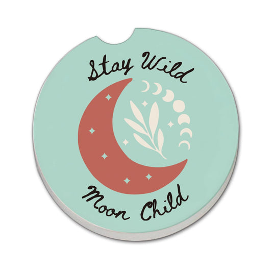 Thirstystone Moon Child Single Absorbent Stone Coaster for Vehicle Cup Holder 2.6” Diameter Manufactured in The USA
