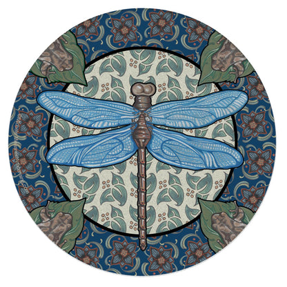 Thirstystone Apple Dragonfly 4 Pack Round Natural Sandstone Coasters with Protective Cork Backing Manufactured in The USA