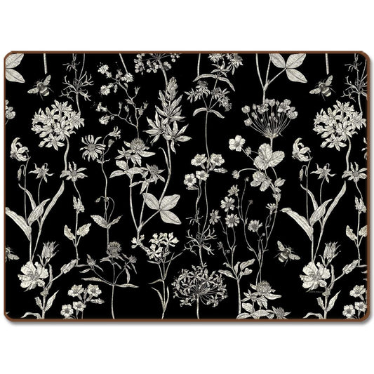 Cala Home Midnight Garden Premium Decorative Hardboard Tabletop Placemats 4-Pack Manufactured in The USA Heat Tolerant and Easily Wipes Clean