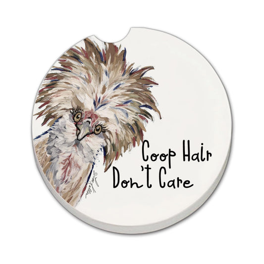 Thirstystone Coop Hair Don't Care Single Absorbent Stone Coaster for Vehicle Cup Holder 2.6” Diameter Manufactured in The USA