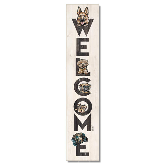 CounterArt "All Dogs Welcome" Vertical Decorative Indoor/Outdoor Pallet Wood Sign 36" by 7.5" Made in the USA