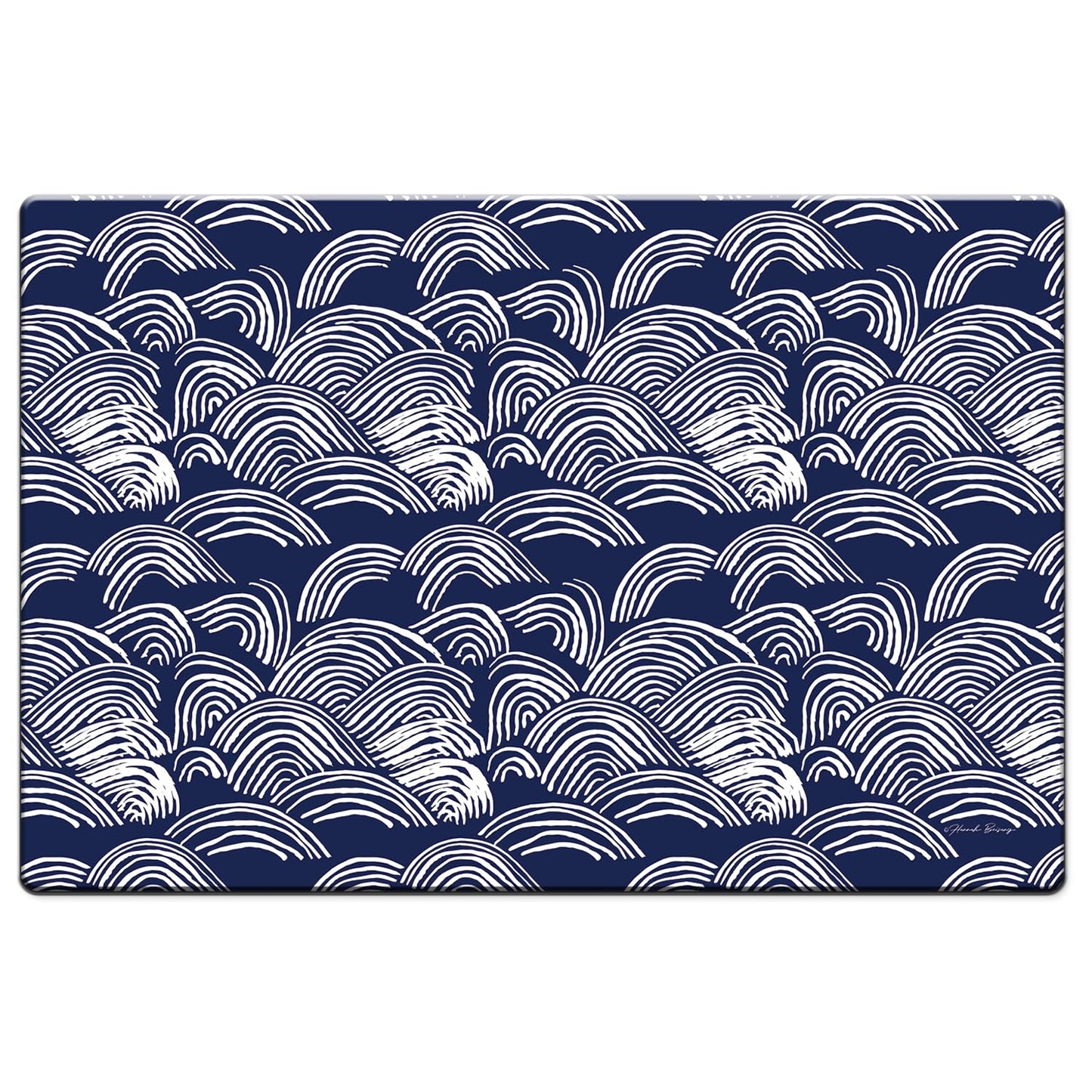 Highland Home Indigo Waves 30” x 20” Decorative Vinyl Comfort Floor Mat Manufactured in The USA, Waterproof, Easy to Clean