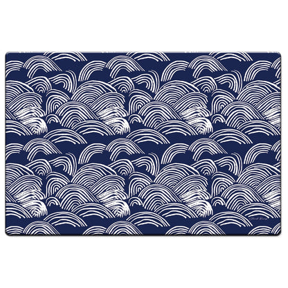 Highland Home Indigo Waves 30” x 20” Decorative Vinyl Comfort Floor Mat Manufactured in The USA, Waterproof, Easy to Clean