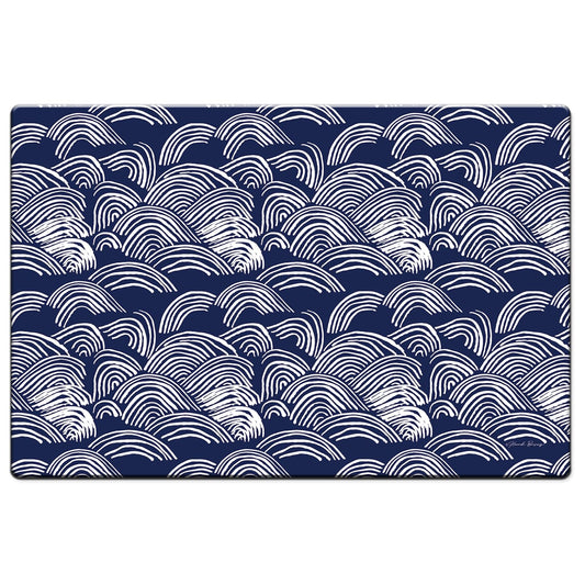 Highland Home Indigo Waves 30” x 20” Decorative Vinyl Comfort Floor Mat Manufactured in The USA, Waterproof, Easy to Clean