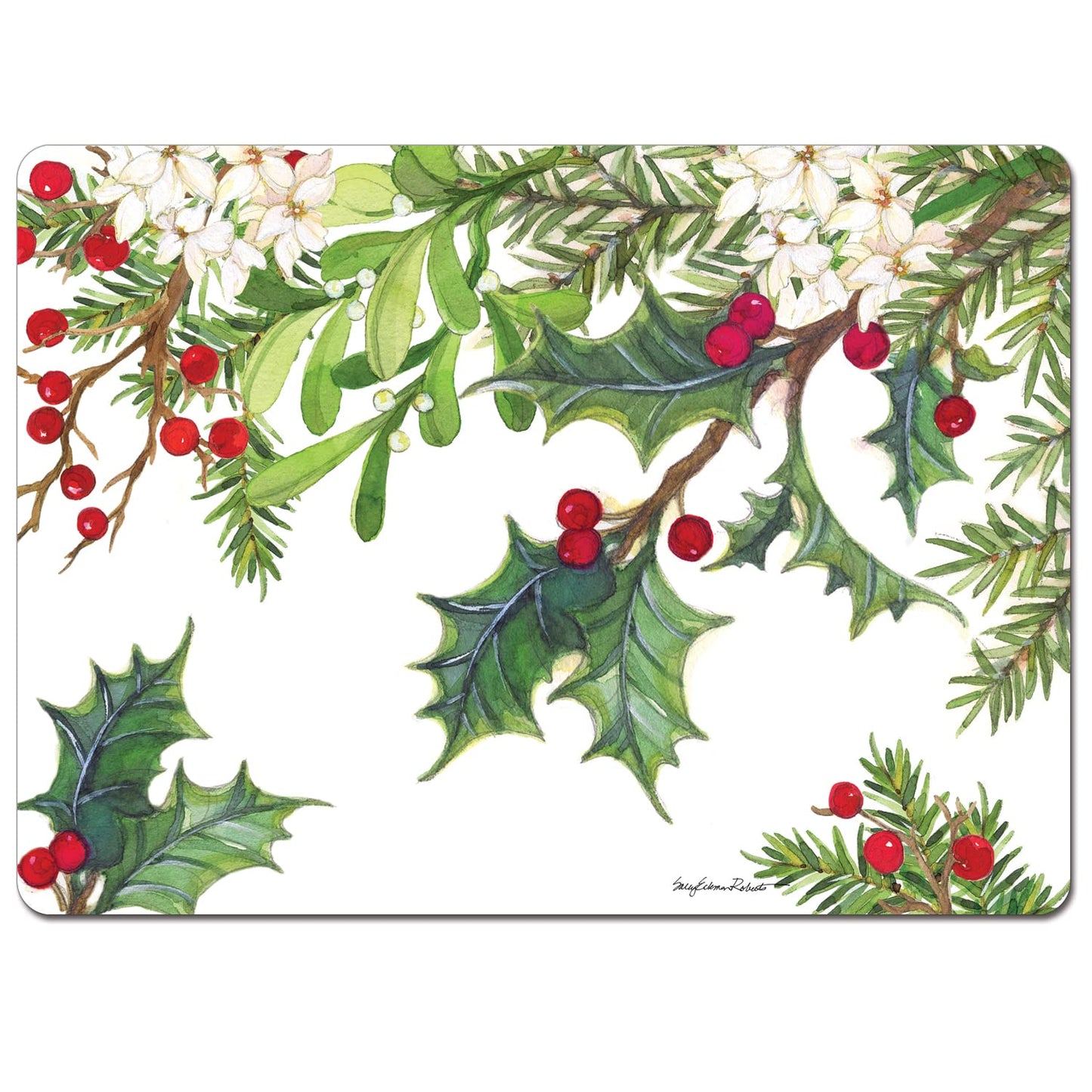 Cala Home Balsam & Berries Premium Decorative Hardboard Tabletop Placemats 4-Pack Manufactured in The USA Heat Tolerant and Easily Wipes Clean