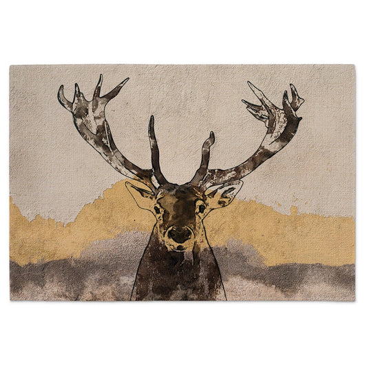 Highland Home Whitetail Deer4 Pack Poly-Cotton Blend Fabric Placemats 18" x 12" Manufactured in The USA