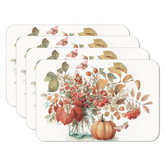 CounterArt Autumn in Nature 4 Pack Reversible Easy Care Placemats Made in the USA