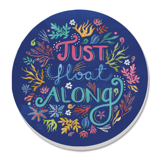 Thirstystone Float Along Single Round Absorbent Stone Coaster with Protective Cork Backing Manufactured in The USA 4" Diameter