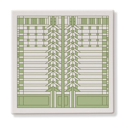 Darwin D Martin House Design from Frank Lloyd Wright Foundation on 4-Pack Absorbent Stone Square Coasters with Protective Cork Backing Manufactured in The USA