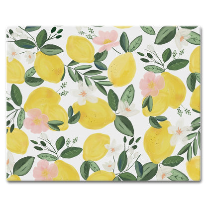 CounterArt Lemons on the Vine 3mm Tempered Glass Cutting Board 15" x 12" Manufactured in the USA
