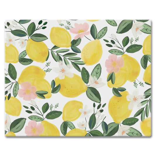 CounterArt Lemons on the Vine 3mm Tempered Glass Cutting Board 15" x 12" Manufactured in the USA