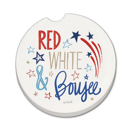 Thirstystone Star Spangled Single Absorbent Stone Coaster for Vehicle Cup Holder 2.6” Diameter Manufactured in The USA