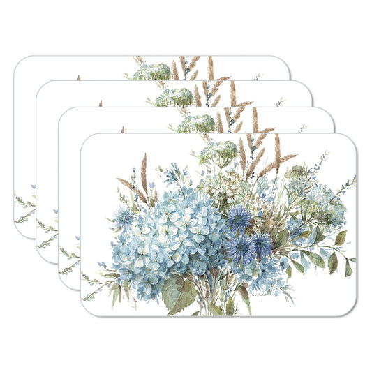 CounterArt Bohemian Blue 4 Pack Reversible Easy Care Flexible Placemats Made in the USA