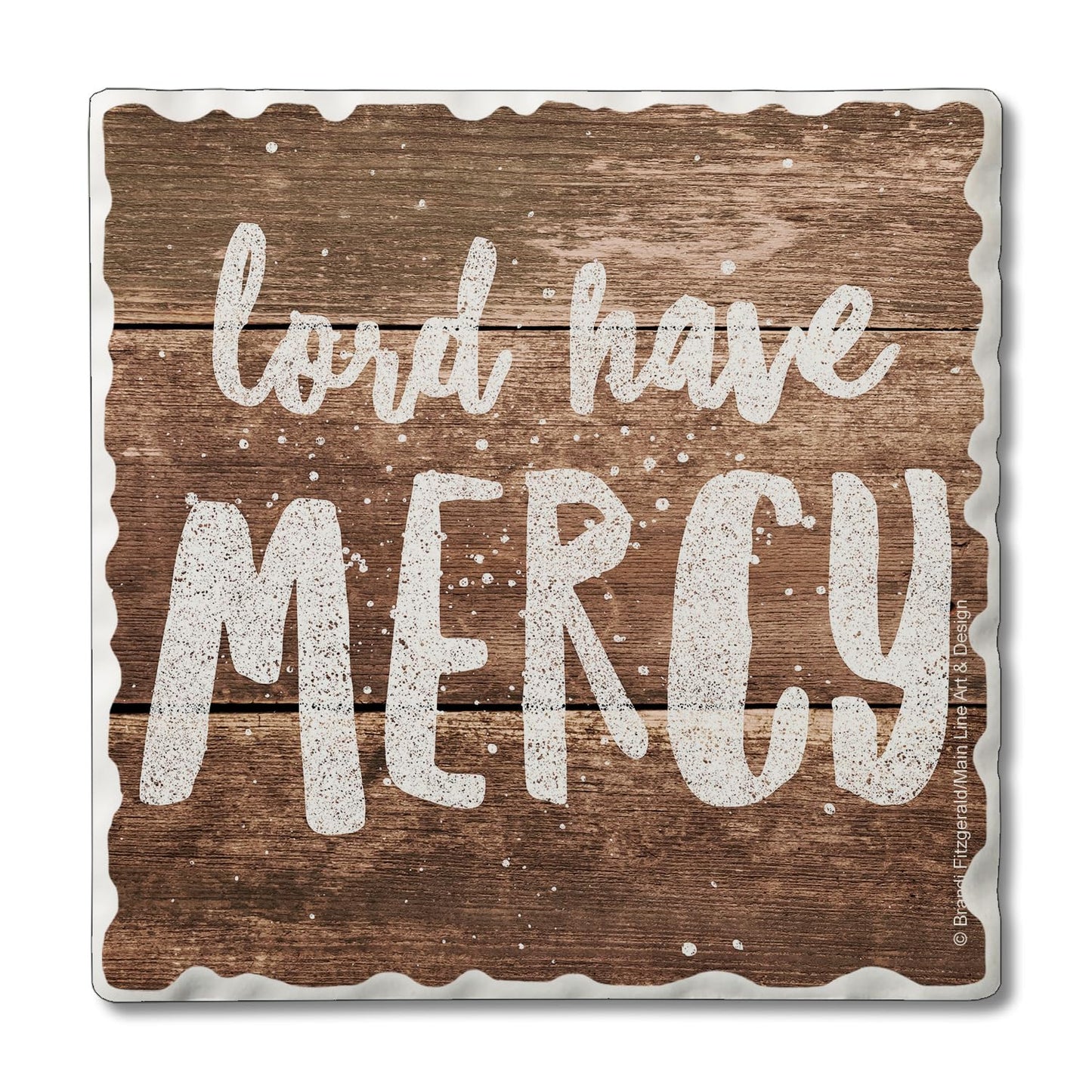 Thirstystone Have Mercy Single Tumbled Tile Stone Coaster with Protective Cork Backing Manufactured in The USA 4" Square, Artistic, Easily Wipes Clean