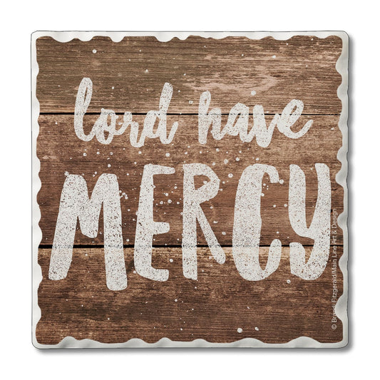 Thirstystone Have Mercy Single Tumbled Tile Stone Coaster with Protective Cork Backing Manufactured in The USA 4" Square, Artistic, Easily Wipes Clean