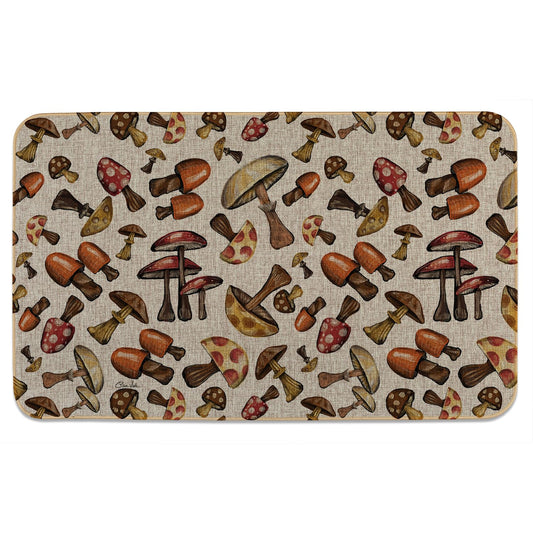 Highland Home Mushroom Harvest Indoor/Outdoor Natural Linen Look Floor Mat with Recycled Rubber Back Manufactured in The USA 29.5” x 17.75”