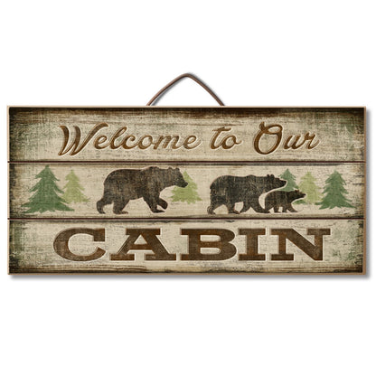 CounterArt Welcome To Our Cabin Decorative Slatted Pallet Wood Sign 12" by 6" Made in the USA
