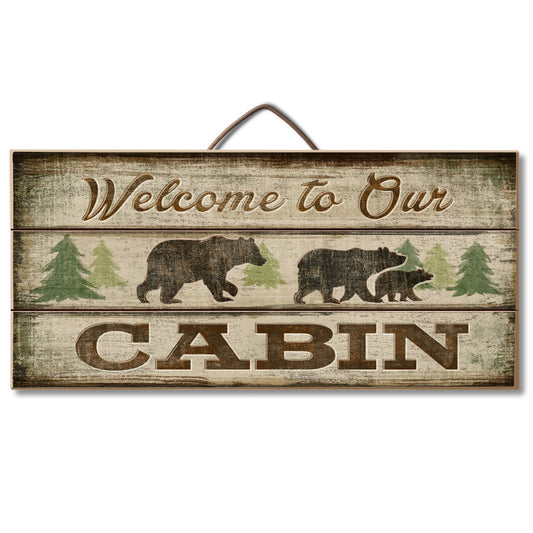 CounterArt Welcome To Our Cabin Decorative Slatted Pallet Wood Sign 12" by 6" Made in the USA