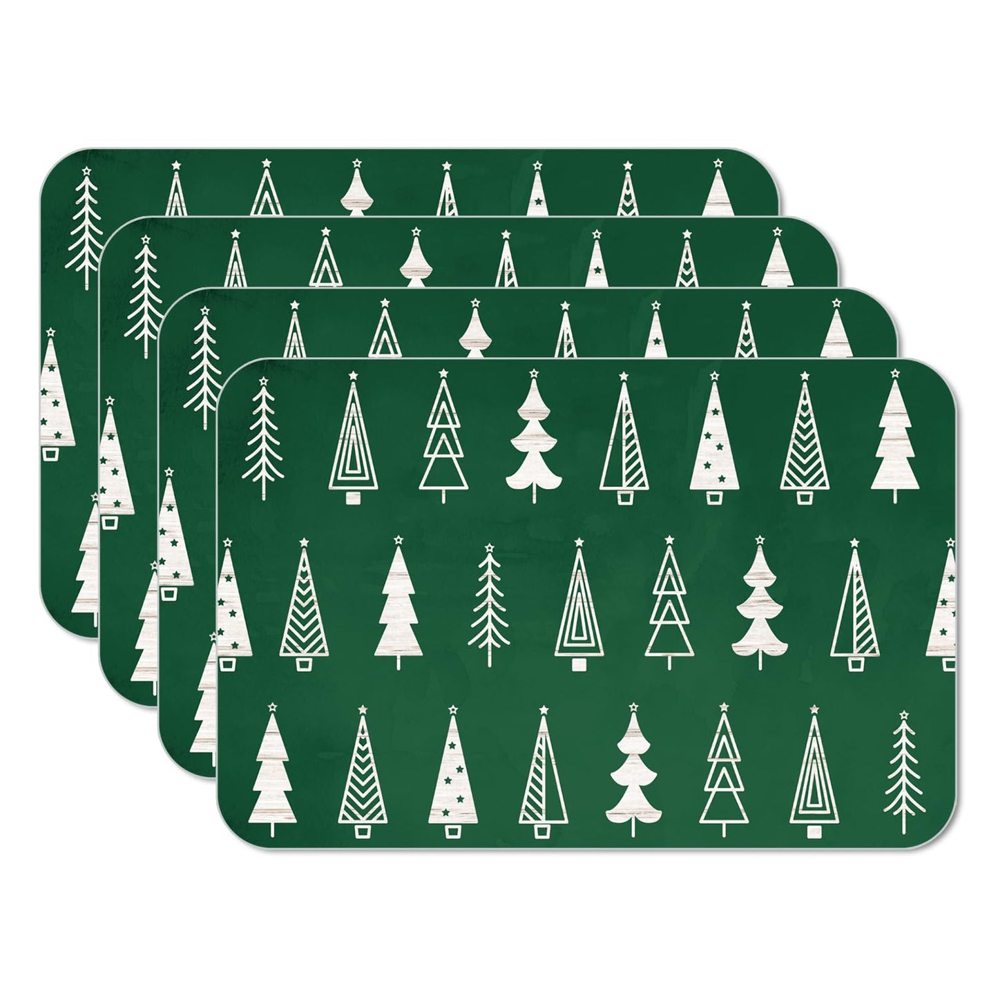 CounterArt Scandinavian Trees 4 Pack Reversible Easy Care Placemats Made in the USA