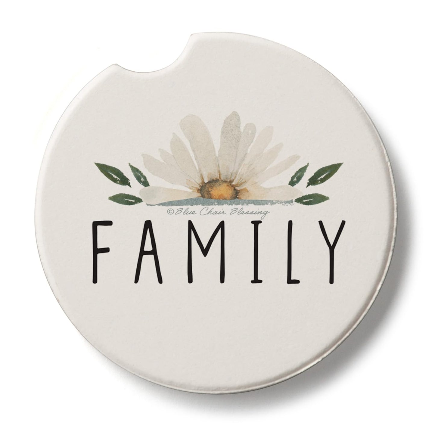 Thirstystone Family Floral Single Absorbent Stone Coaster for Vehicle Cup Holder 2.6” Diameter Manufactured in The USA