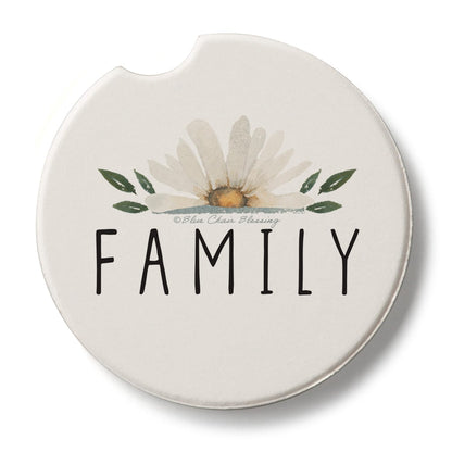 Thirstystone Family Floral Single Absorbent Stone Coaster for Vehicle Cup Holder 2.6” Diameter Manufactured in The USA
