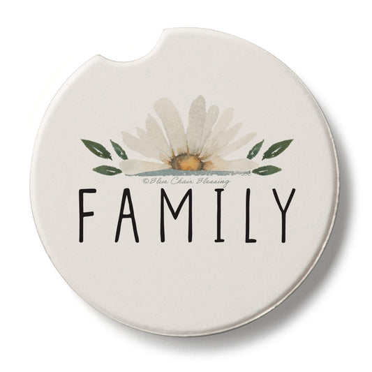 Thirstystone Family Floral Single Absorbent Stone Coaster for Vehicle Cup Holder 2.6” Diameter Manufactured in The USA