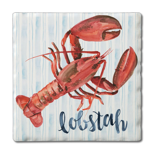 Thirstystone New England Lobstah 4 Pack Tumbled Tile Stone Coasters 4" Square Manufactured in the USA
