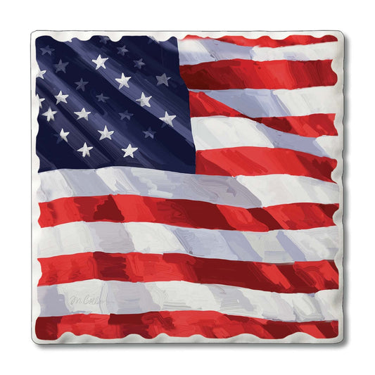 Thirstystone Liberty Flag 4 Pack Tumbled Tile Stone Coasters 4" Square Manufactured in the USA