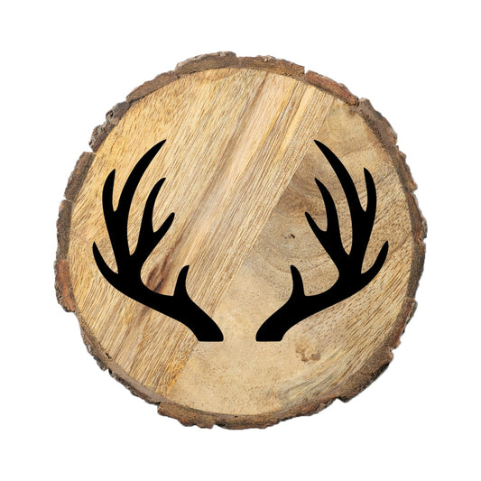 Thirstystone Deer Antlers 4-Pack Mango Wood Coasters with Bark Edges 4.5" Round Manufactured in The USA