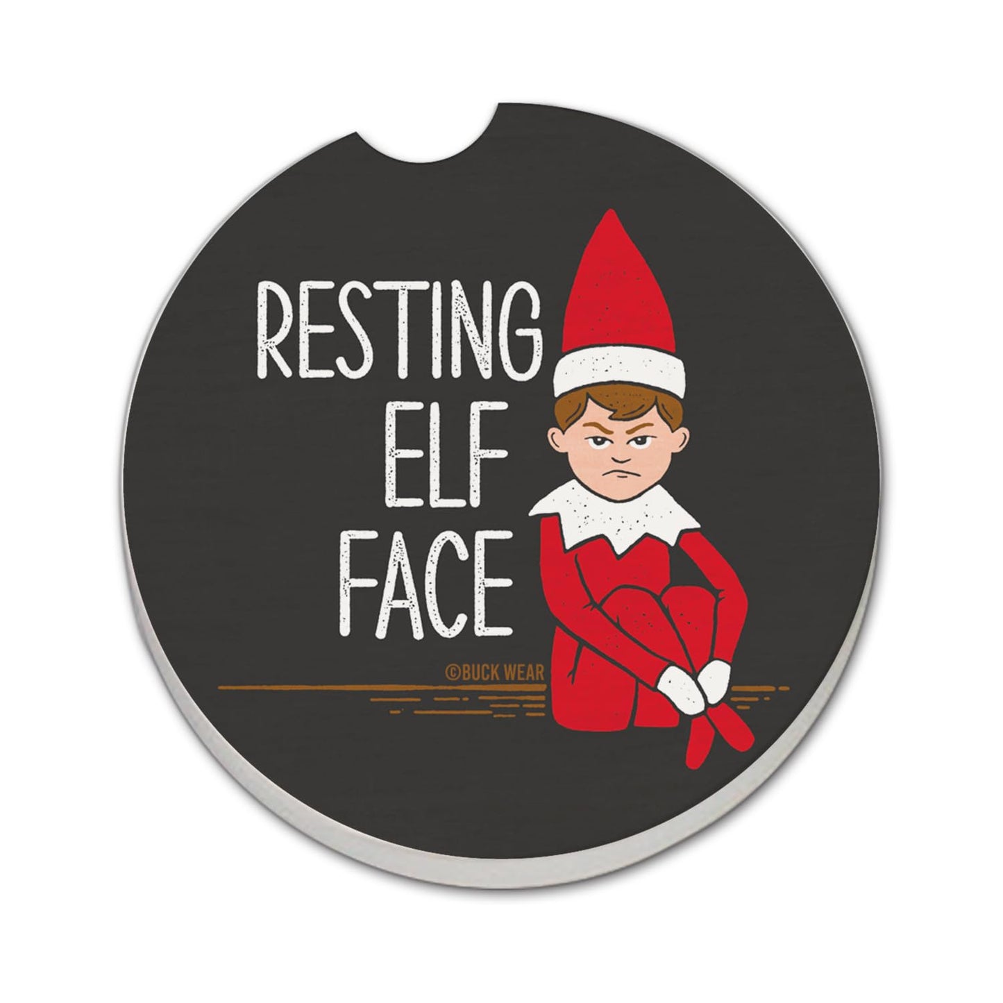 Thirstystone Resting Elf Face Single Absorbent Stone Coaster for Vehicle Cup Holder 2.6” Diameter Manufactured in The USA