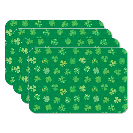 CounterArt Shamrock Shenanigans 4 Pack Easy Care Flexible Plastic Placemat Made in The USA BPA Free, Easily Wipes Clean
