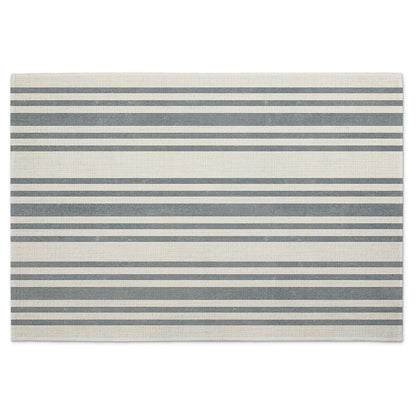 Highland Home Farmhouse Stripe 4 Pack Poly-Cotton Blend Fabric Placemats 18" x 12" Manufactured in The USA