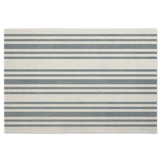 Highland Home Farmhouse Stripe 4 Pack Poly-Cotton Blend Fabric Placemats 18" x 12" Manufactured in The USA