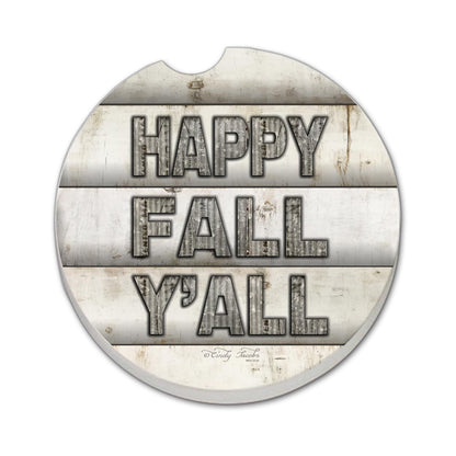 Thirstystone Happy Fall Single Absorbent Stone Coaster for Vehicle Cup Holder 2.6” Diameter Manufactured in The USA