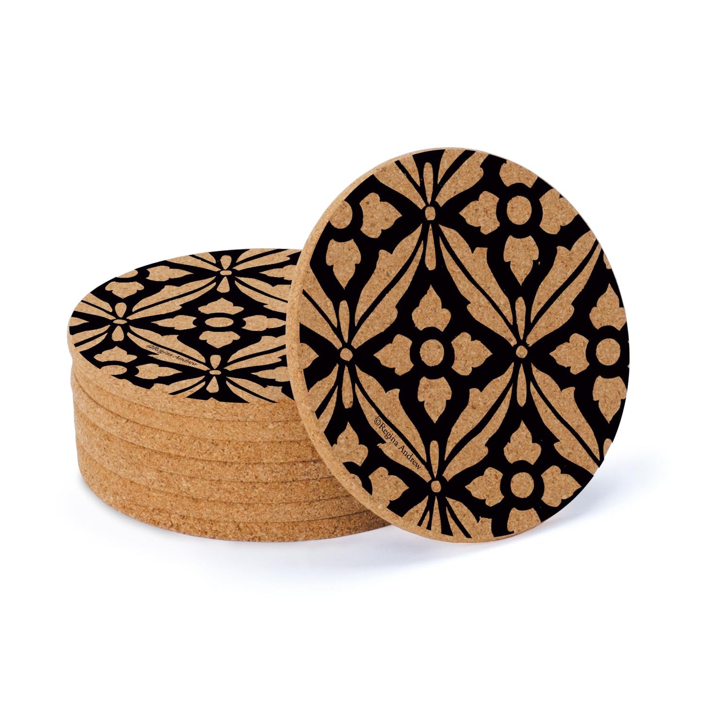 Thirstystone Museum Ebony 8-Pack Thick Natural Cork Coasters Manufactured in The USA Eco-Friendly Absorbent Durable