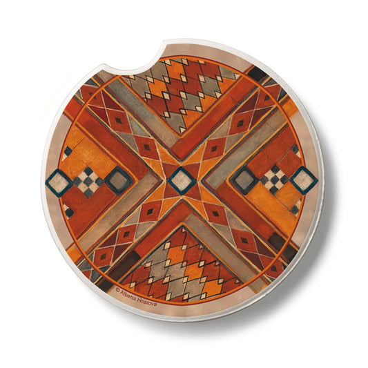Thirstystone Southwest Pattern Single Absorbent Stone Coaster for Vehicle Cup Holder 2.6” Diameter Manufactured in The USA