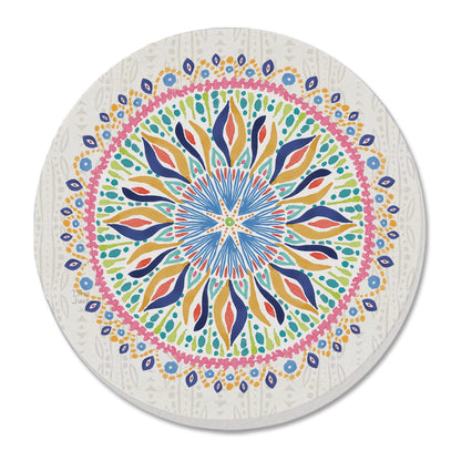 Thirstystone Coastal Mandala Single Round Absorbent Stone Coaster with Protective Cork Backing Manufactured in The USA 4" Diameter