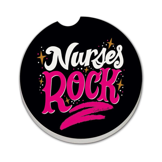 Thirstystone Nurses Rock Single Absorbent Stone Coaster for Vehicle Cup Holder 2.6” Diameter Manufactured in The USA