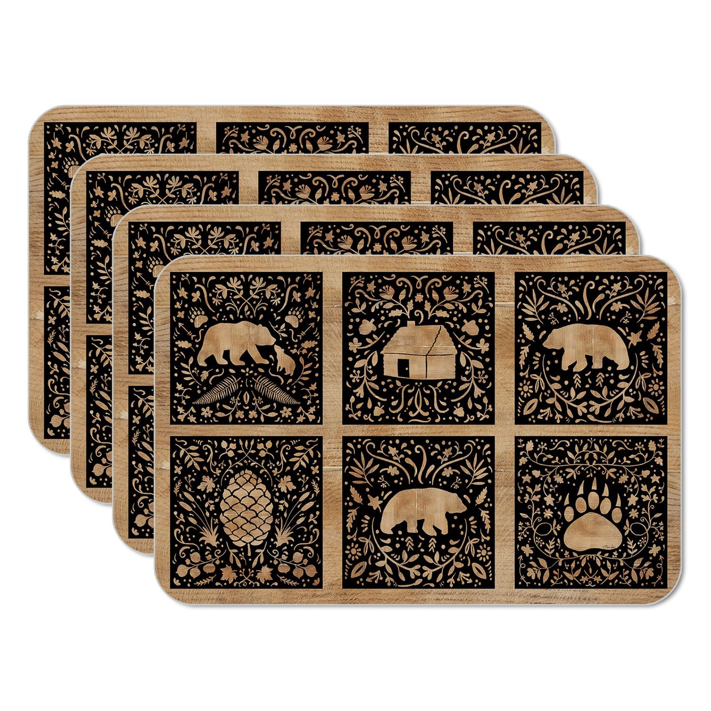 CounterArt Crafted Cabin 4 Pack Reversible Easy Care Flexible Placemats Made in the USA